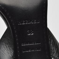 Pre Owned Hermes Black Leather Night Sandals Size 38