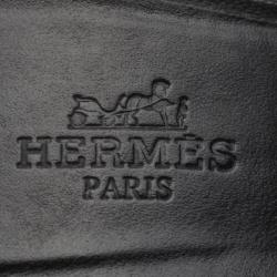 Pre Owned Hermes Black Leather Night Sandals Size 38