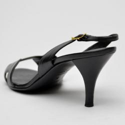 Pre Owned Hermes Black Leather Night Sandals Size 38