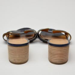 Pre Owned Hermes Navy Blue Oasis Sandals Size 38