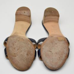 Pre Owned Hermes Navy Blue Oasis Sandals Size 38