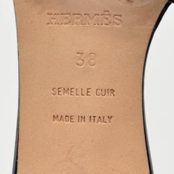 Pre Owned Hermes Navy Blue Oasis Sandals Size 38