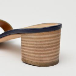 Pre Owned Hermes Navy Blue Oasis Sandals Size 38