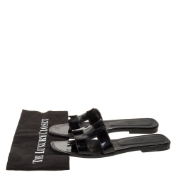 Hermes Black Patent Leather Oran Flats Size 38.5