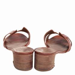 Pre Owned Hermes Brown Leather Oasis Sandals Size 42