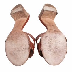 Pre Owned Hermes Brown Leather Oasis Sandals Size 42