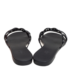 Pre Owned Hermes Black Rubber Chaine D'ancre Rivage Flat Sandals Size 40