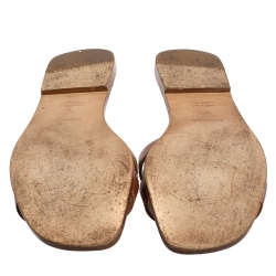 مملوكة مسبقًا Hermes Brown Leather Oran Flat Slides Size 39.5