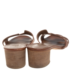 Hermes Brown Leather Oasis Slide Sandals Size 38