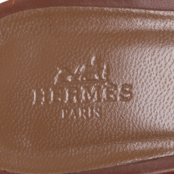 Hermes Brown Leather Oasis Slide Sandals Size 38