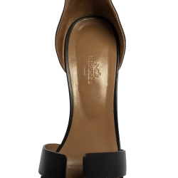 Pre Owned Hermes Black Leather Legend Ankle Strap Sandals Size 42