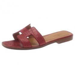 Hermes Oran Sandals Marine Shiny Alligator 37 – Madison Avenue Couture