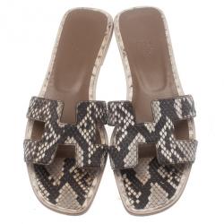 مملوكة مسبقًا صندل هيرمس أوران بوكس جلد ثعبان مقاس 37.5