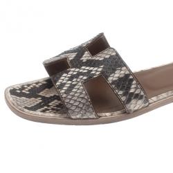 مملوكة مسبقًا صندل هيرمس أوران بوكس جلد ثعبان مقاس 37.5