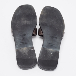 مملوكة مسبقًا Hermès Metallic Bronze Leather Oran Sandals Size 38