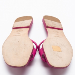 Pre Owned Hermès Pink Leather Oran Sandals Size 37.5