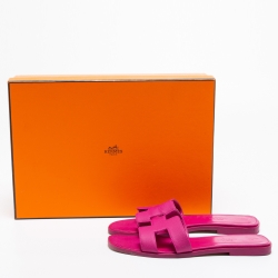 Pre Owned Hermès Pink Leather Oran Sandals Size 37.5