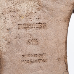 Pre Owned Hermes Brown Leather Oran Flat Slides Size 41.5