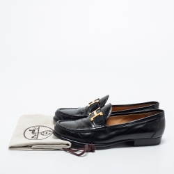 Pre Owned Hermes Black Leather H Logo Paris Loafers Size 37.5
