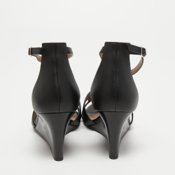 Hermes Black Leather Legend Ankle Strap Sandals Size 38.5