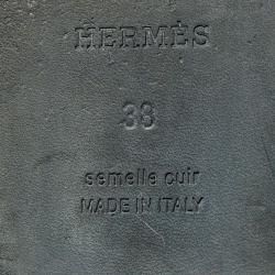 مملوكة مسبقًا Hermes Black Leather Oran Embellished Flat Slides Size 38