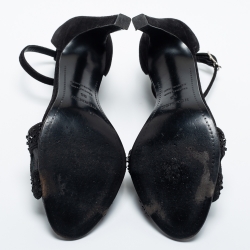 Hermes Black Suede and Crystals Embellished Premiere Sandals Size 36