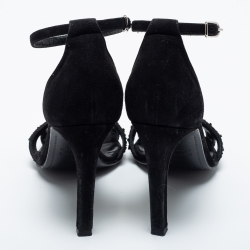 Hermes Black Suede and Crystals Embellished Premiere Sandals Size 36
