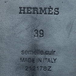 Hermes Black Shearling Fur Oran Flat Slides Size 39