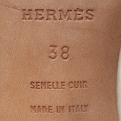 Hermes White Leather Oasis Slide Sandals Size 38