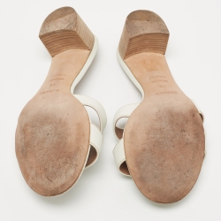 Hermes White Leather Oasis Slide Sandals Size 38