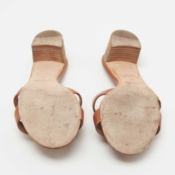 Hermes Brown Leather Oasis Slide Sandals Size 38