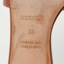 Hermes Brown Leather Oasis Slide Sandals Size 38