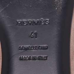 Pre Owned Hermes Light Brown Suede and Beads Roxane Flat Mules Size 41