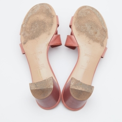 Hermes Peach Pink Leather Oasis Slide Sandals Size 38