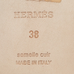 Pre Owned Hermes Pink Lizard Embossed Oran Flat Slides Size 38