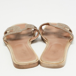 Hermes Metallic Python Oran Flat Slides Size 39.5