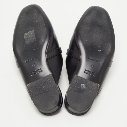 Hermes Black Leather Palladium Plated Oz Mules Size 37
