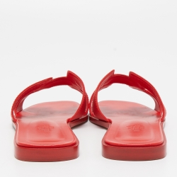Hermès Red Leather Oran Slide Sandals Size 39