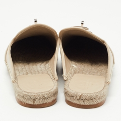 Pre Owned Hermes Beige Leather Feria Espadrille Size 38