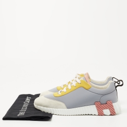 Hermes Multicolor Suede and Nylon Bouncing Sneakers Size 39