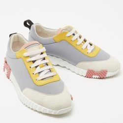 Hermes Multicolor Suede and Nylon Bouncing Sneakers Size 39