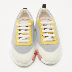 Hermes Multicolor Suede and Nylon Bouncing Sneakers Size 39