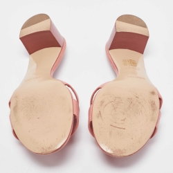 Hermes Pink Leather Oasis Slides Sandals Size 40