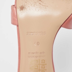 Hermes Pink Leather Oasis Slides Sandals Size 40