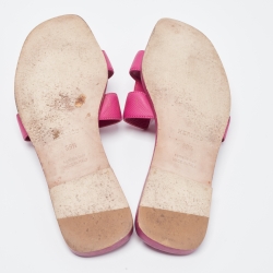 Hermes Purple Leather Oran Flat Slides Size 39.5