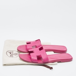 Hermes Purple Leather Oran Flat Slides Size 39.5