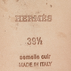 مملوكة مسبقًا Hermes Brown Leather Oran Flat Slides Size 39.5  