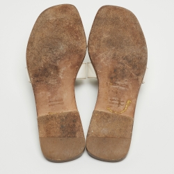 Hermes White Leather Oran Flat Slides Size 40 