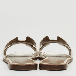 Hermes White Leather Oran Flat Slides Size 40 