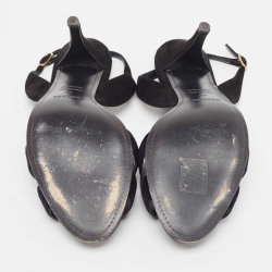 Pre Owned Hermes Black Suede Night Slingback Sandals Size 40